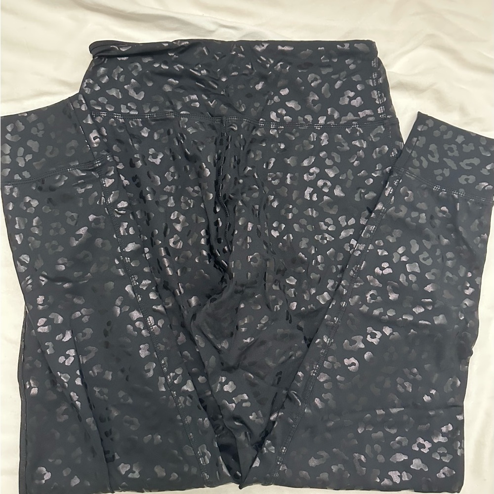 Black Leopard Print Joggers - Sz S